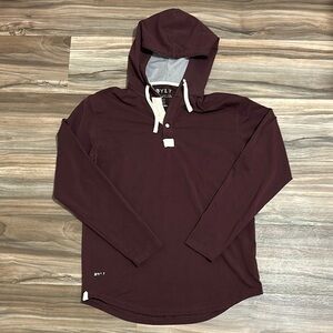 BYLT Drop Cut Hooded Henley Men's Size Medium Red Long Sleeve Lightweight Hoodie